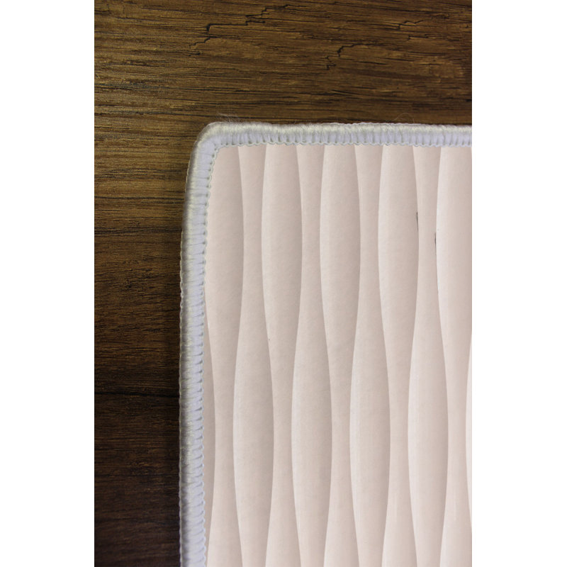 Tapis géométrique beige en polyester tissé à la machine, Rectangle 5 pi 11 po x 9 pi 2 po