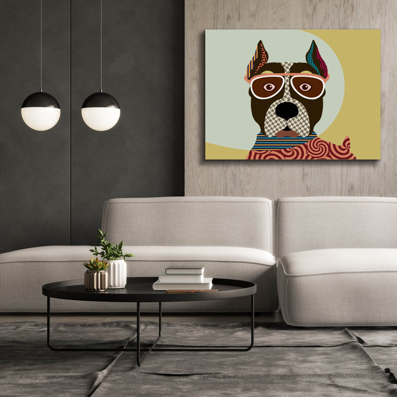 «American Staffordshire Terrier» par Lanre Adefioyue, H 40 po x l 54 po x P 1,5 po