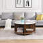 Table basse industrielle ronde, 4 pièces, 2 niveaux avec rangement, blanche, facile à assembler pour le salon et le jardin | Idée de cadeau