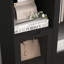 Armoire en MDF peint avec portes en verre et tiroir, espace de rangement ouvert, noir, chambre à coucher, salon