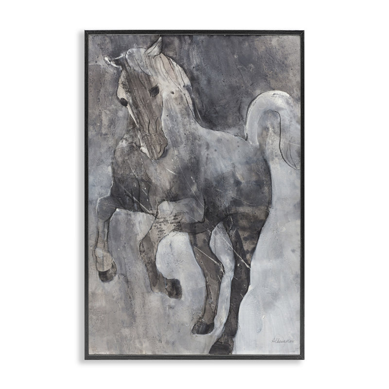 «Wind Dancer Stallion», estampe numérique encadrée par Albena Hristova, H 18 po x l 12 po, Giclée encadrée noir minuit