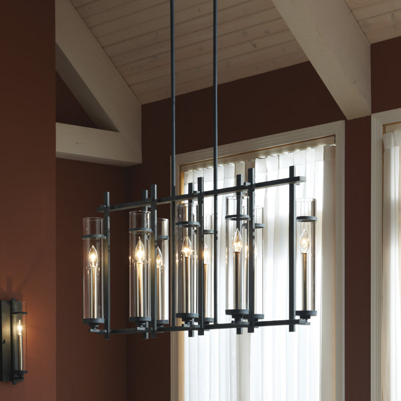 Luminaire suspendu linéaire à 8 lumières pour îlot de cuisine Ethan