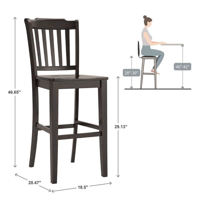 Sloan Solid Wood Counter/Bar Stool, Antique Black, Bar Stool (29” Seat Height)