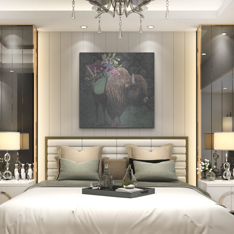  Art mural en métal «Celebrator Bison» par Heather Gauthier, 36 po x 36 po