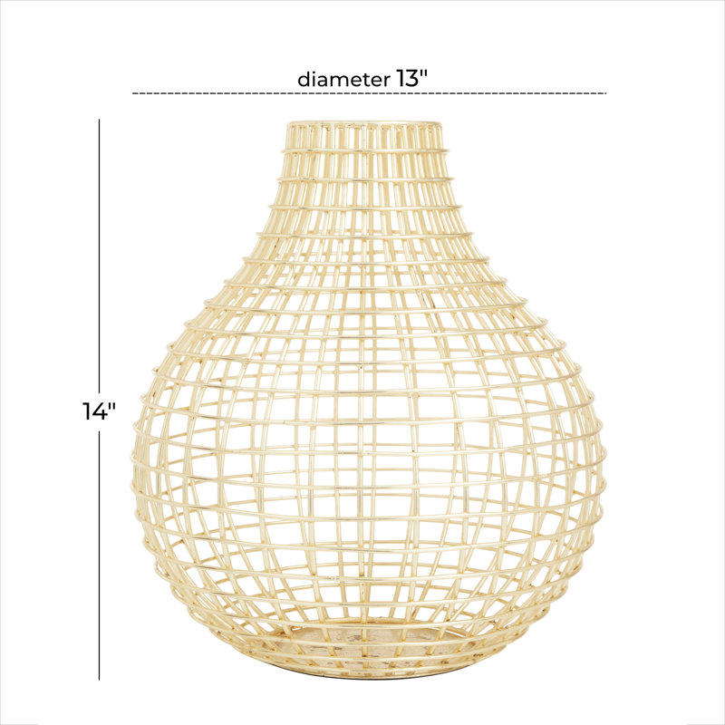 Vase Meal, Or, H 14 po x l 13 po x P 13 po