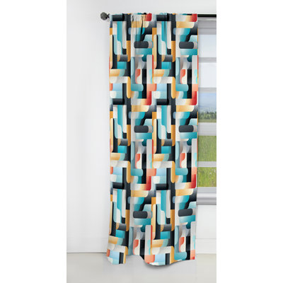 Monochrome Reflections II - Abstract Curtain - Blackout Geometric Shapes Curtain - 1 Panels