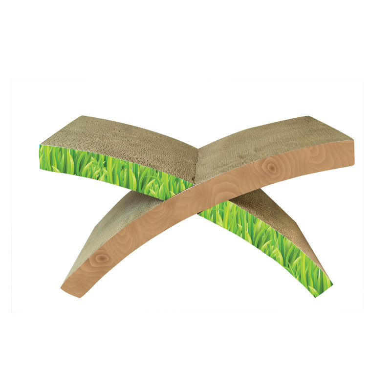 Green Corrugated Cardboard Cat Scratcher Hammock with Catnip