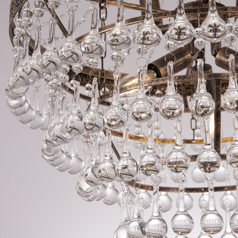 Lustre empire en cristal 6 lumières Emël, Bronze antique