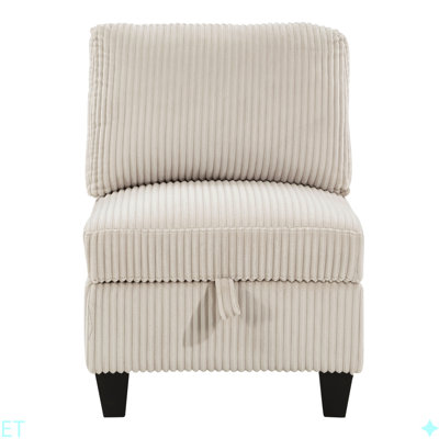 Chaise sans accoudoirs modulaire en tissu de velours côtelé 1 pièce Modern Living