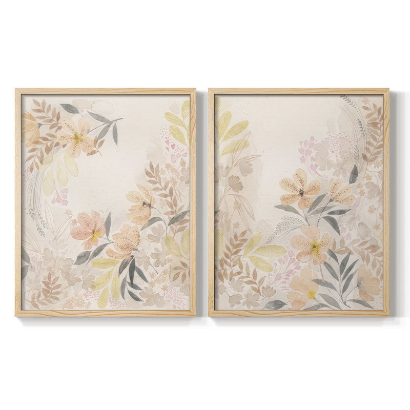 «Windswept Wildflowers I», reproduction encadrée de qualité supérieure - prête à être accrochée - aucun clou requis - aucun clou requis