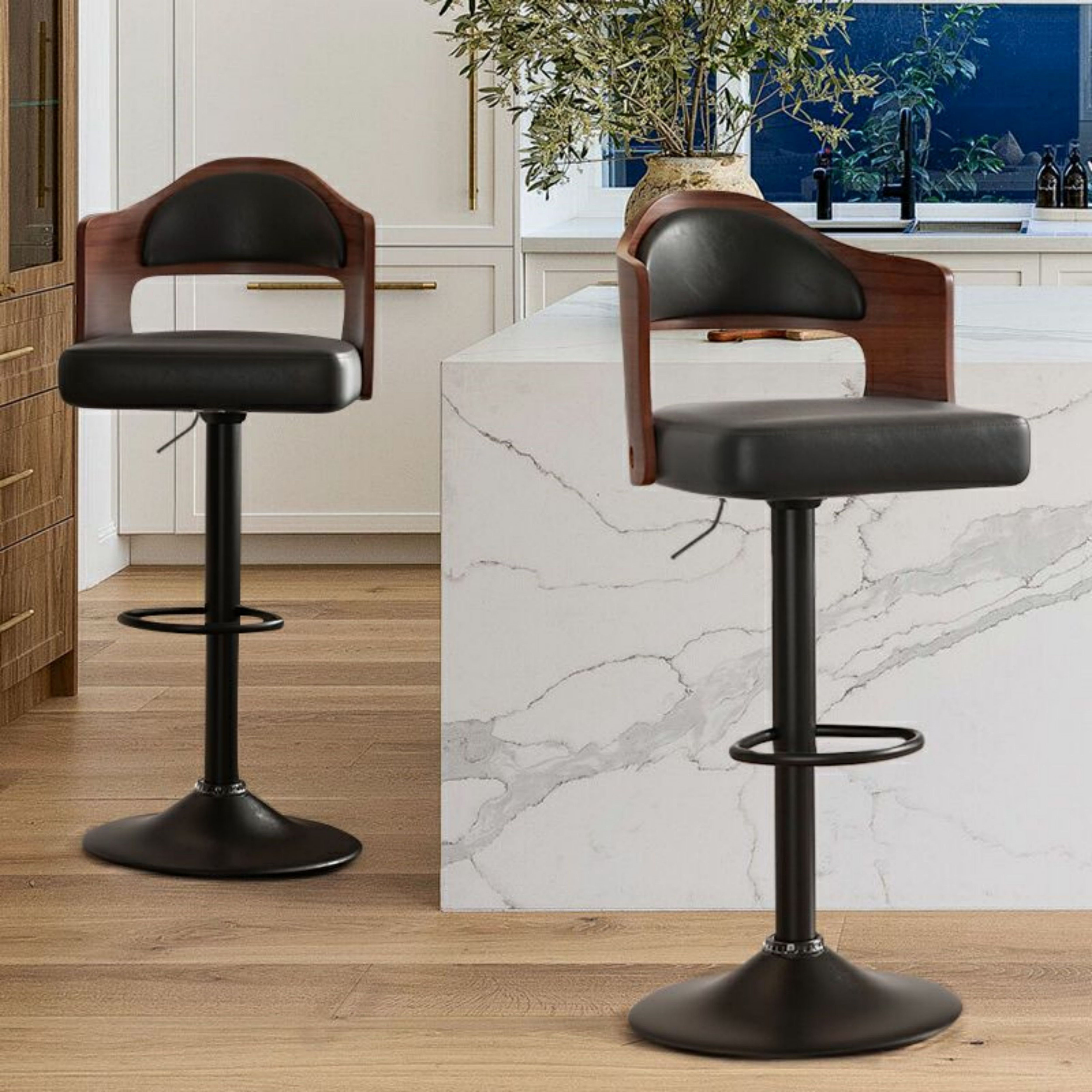 George Oliver Sonja Adjustable Height Swivel Bar Stools With Back And