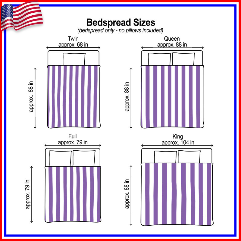 Vertical Purple Stripes Bedding Stripes Bedspread Pattern, Twin