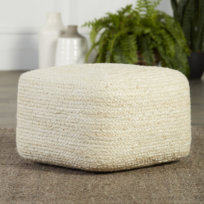 Cicero 18" Wide Square 100% Braided Jute Pouf Ottoman/Foot Stool by Jaipur Living
