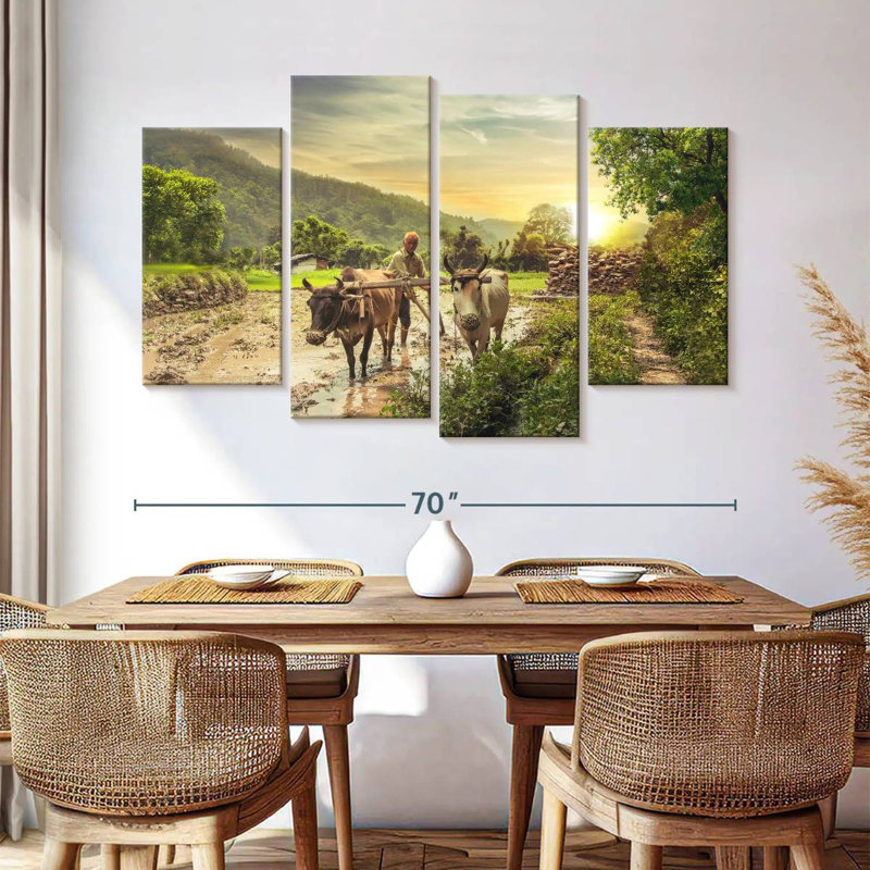 Brampt Farmer With Oxen, 42" H x 68" W