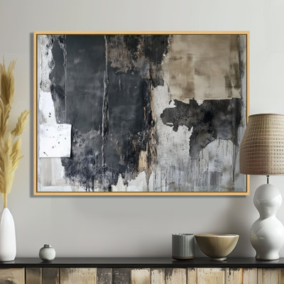 Art mural abstrait gris et noir, toile Collage de dalle, Clarkvale
