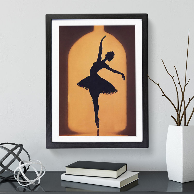 Ballerina In A Bottle - Single Picture Frame Painting, Black Framed, 64cm H x 46cm W x 2cm D