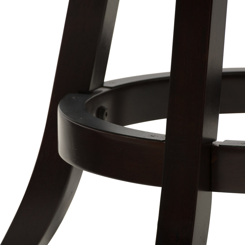 Tabouret pivotant rembourré avec structure en bois massif Leakey, Tabouret de bar (siège d'une hauteur de 29 po), Blanc