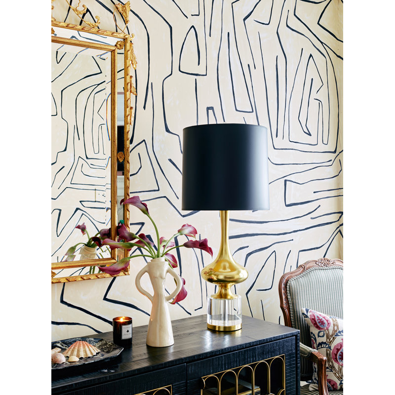 Jeannie Table Lamp, Paper, Brass, Black