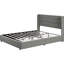 Structure de lit plateforme tapissier grand avec tiroirs, construction silencieuse, assemblage facile, rangement gris, silencieux