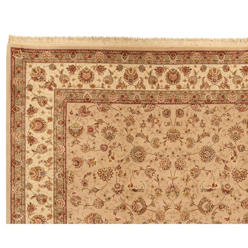 Hand Knotted Oriental Area Rug in Beige And Ivory