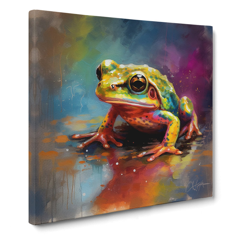 Frog Colour Field Painting - Wrapped Canvas, 35cm H x 35cm W x 3cm D