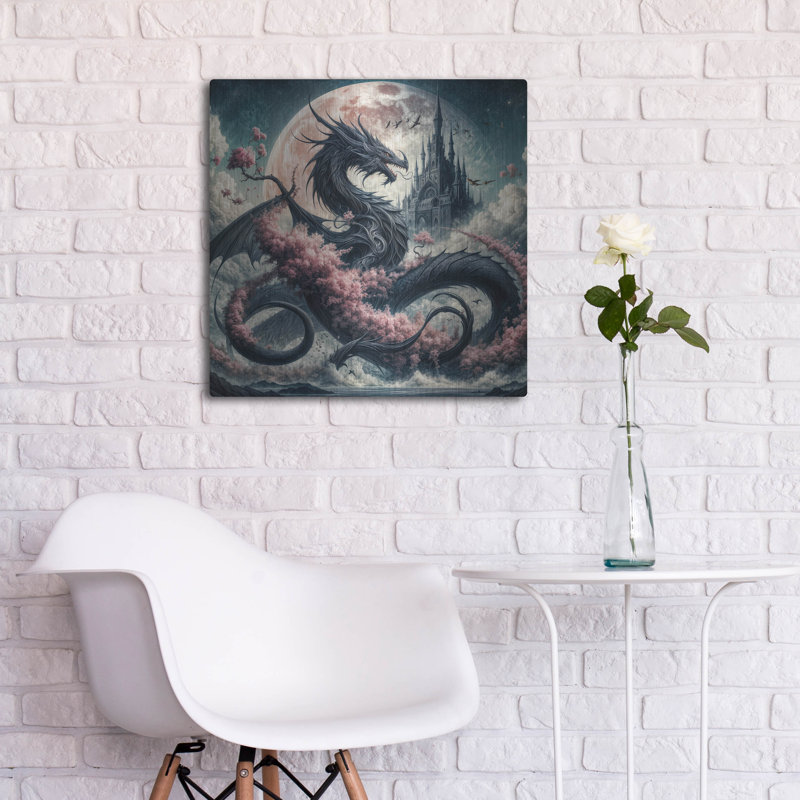  «Castle and Dragon 4» par Rey Klimt, art mural en métal, 24 po x 24 po, H 24 po x l 24 po