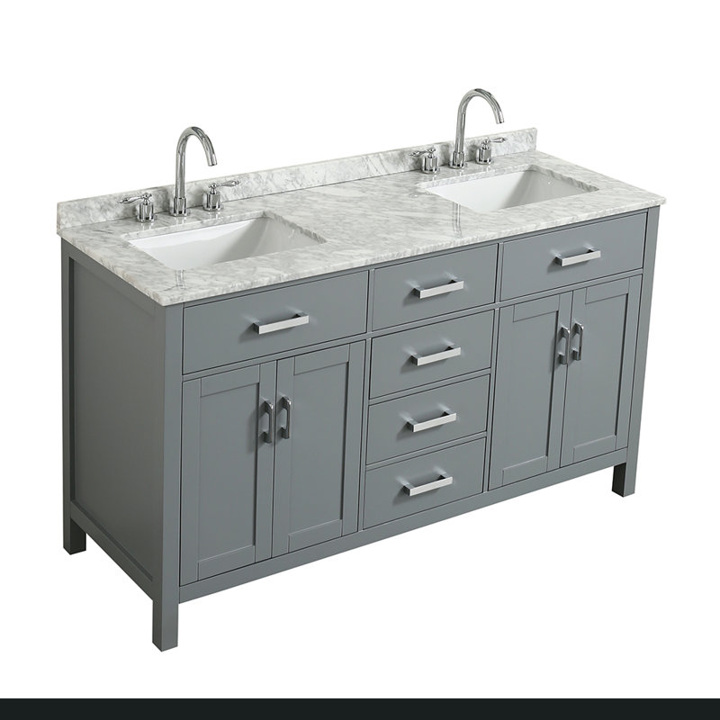 Ensemble de meuble-lavabo double 61 "Bristol, Gris