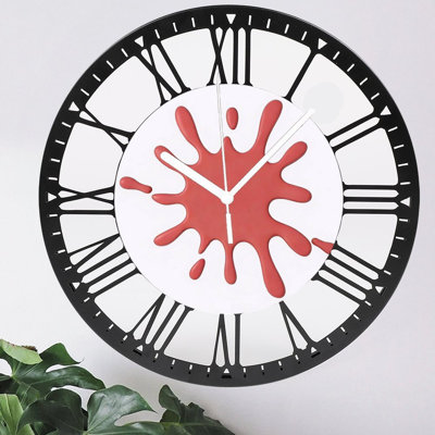 Horloge murale ronde en fer 10 po avec mouvement à quartz silencieux, chiffres romains, impression UV