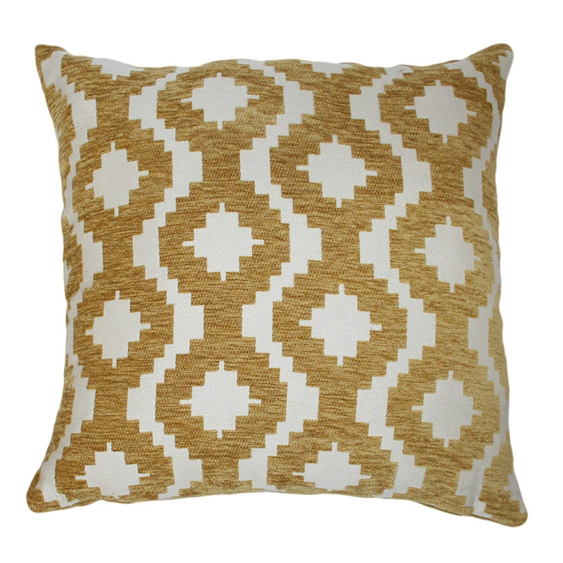 Theodosia Geometric Square Throw Cushion, Ochre Mustard Yellow, 60 x 60cm