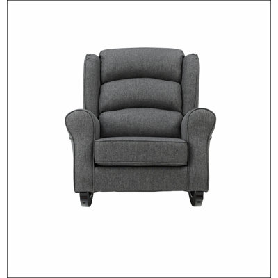 Chaise berçante grise avec accoudoirs évasés