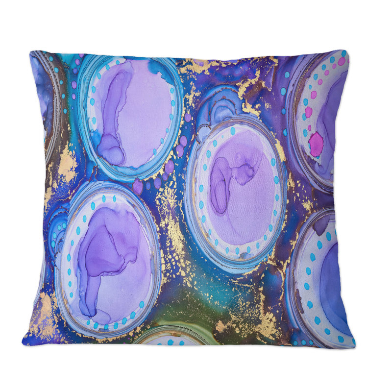 Mauve et bleu, luxe, abstrait, fluide, Art, neuvième, imprimé moderne, coussin décoratif, 18 po x 18 po