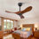 Ventilateur de plafond en bois massif 36 po, extérieur, 3 pales, sans lumière, noyer, pour porche de chambre à coucher pour patio, télécommande, résistant à l'eau