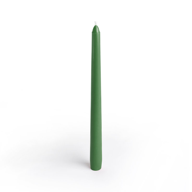 Ensemble de 12 chandelles fuselées non parfumées Estela, Vert chasseur