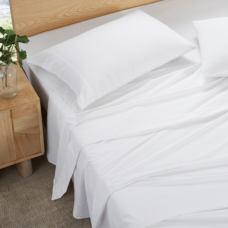 Ensemble de draps 100% coton Frye, Ensemble de draps pour grand lit avec 2 taies d'or