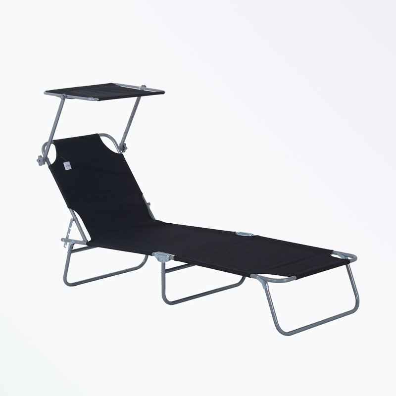 Chaise longue d'extérieur pliante avec abat-jour