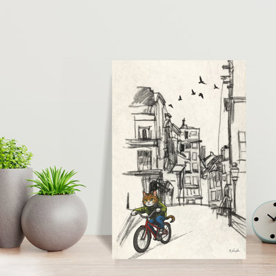 Urban Cat Commute by Lauren Rader - Wrapped Canvas Print