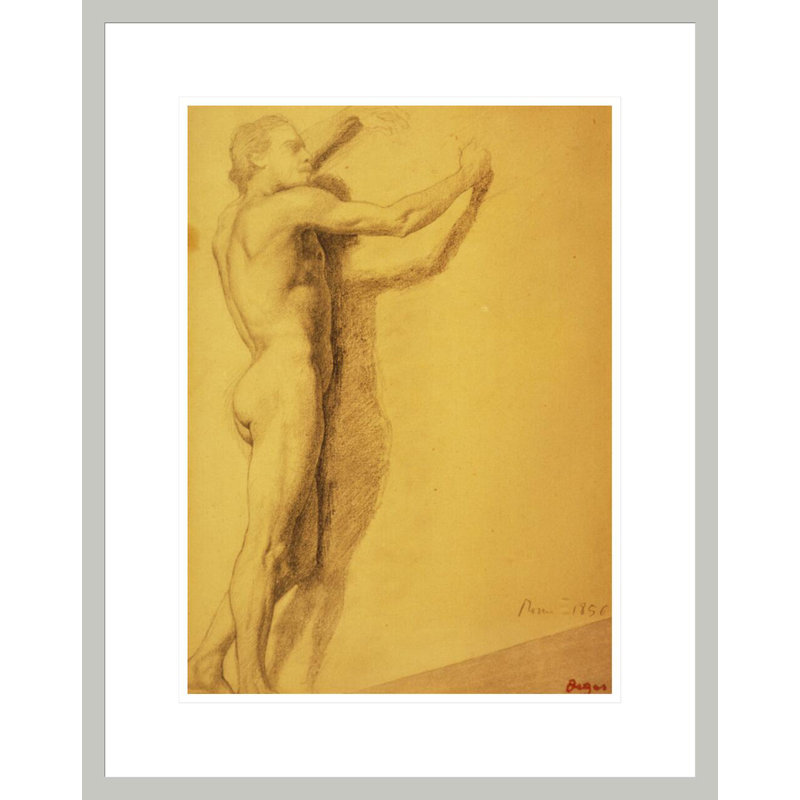 Étude d'un nu masculin par Edgar Degas - reproduction giclée encadrée, 21.75" H x 17.29" W