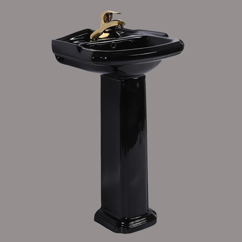 The Renovators Supply Inc. 15'' Gloss Black Vitreous China Square Bathroom Sink with Overflow