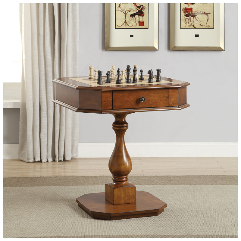 Table de jeu d'échecs réversible en cerisier avec plateau de jeu 3 en 1 et tiroirs de rangement Bishop - table multi-jeux pour salle de jeux