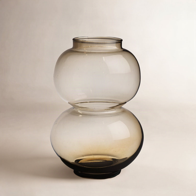 Vase rond en verre recyclé de 6,3 po, Brun