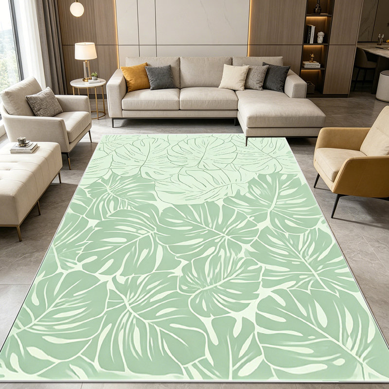 1PC Tropical Sage Green Monstera Leaf Print area rugs for Living Room, Soft and Comfortable, Suitable for all seasons, easy-to-maintain, machine washable Indoor floor mat, Under Table Farmhouse suitable for dining table, kitchen, bedroom, entryway,