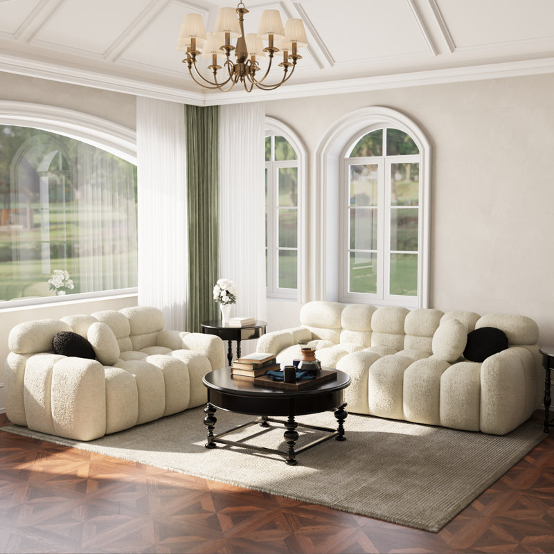 Allasia 86.5'' CAL117 Compliant Sofa, Beige Boucle