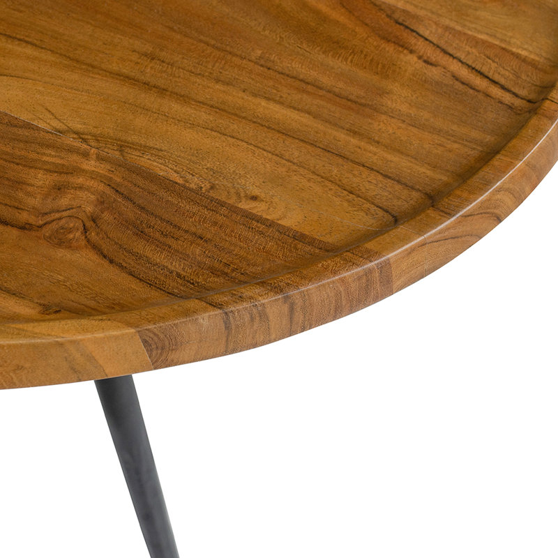 Table basse ovale en bois et fer, 39 po x 26 po x 16 po, finition naturelle, Union Dazzle Finish Union, leurre