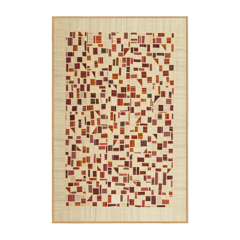 Tapis abstrait brun clair / brun, Rectangle 5 pi x 8 pi