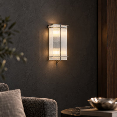  2 - Light Ribbed Flush Mounted Sconce Bath Vanity Light