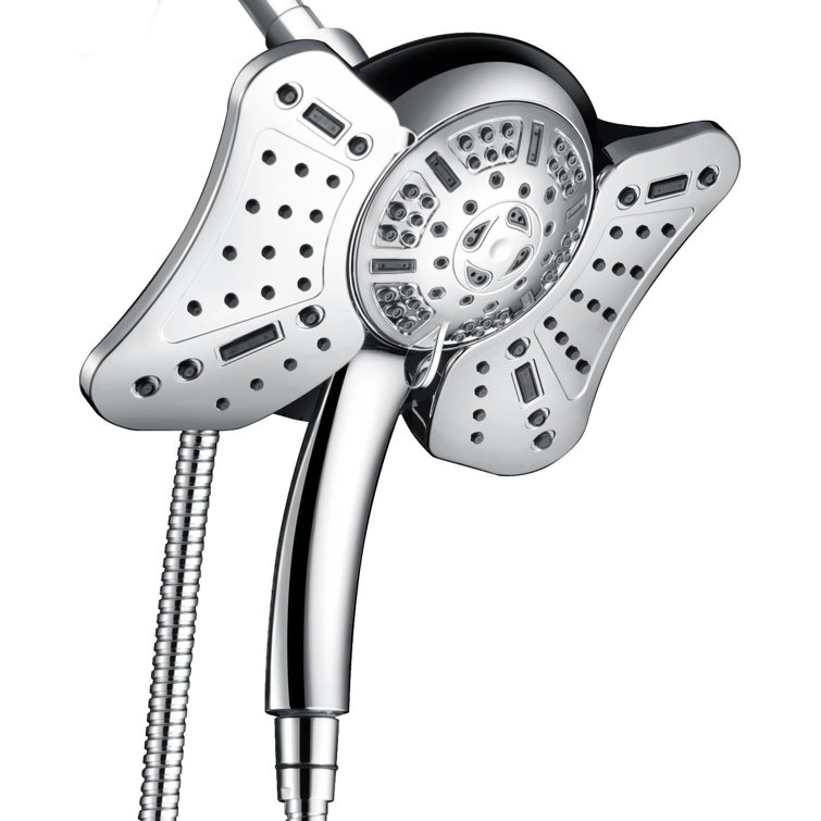 2.5GPM Shower Head With Handheld Spray Combo: 2 In 1 Rainfall Shower Head With Handheld Combo High Pressure Shower Head, 9 Spray Modes/Settings Detachable Shower Head With 60 Inch Hose