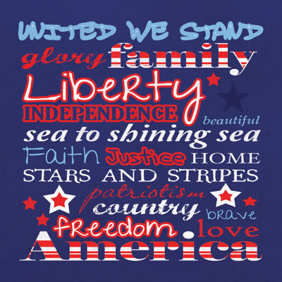 Patriotic Words - Wrapped Canvas Print