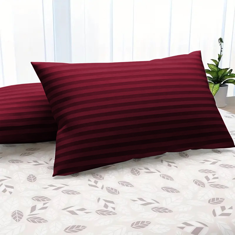 Aspire Homeware Ultra Soft & Breathable Microfiber Striped Pillowcase (Pack Of 2), Burgundy