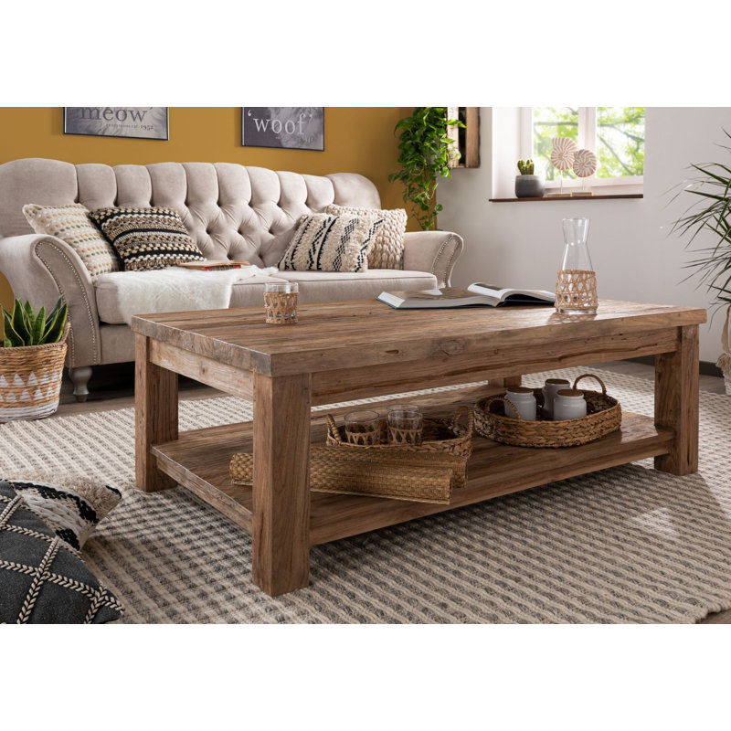 Bassano Solid Wood Four Leg Coffee Table with Storage