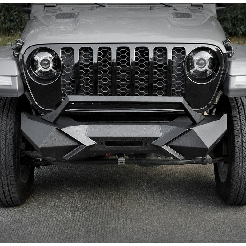 X Style Front Bumper with Winch Plate Fit 2007-2018 Jeep Wrangler JK | Heavy Duty Manganese Steel | Black Textured